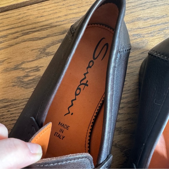 Santoni‎ Dark Brown Leather Loafers Made in Italy - Picture 15 of 16